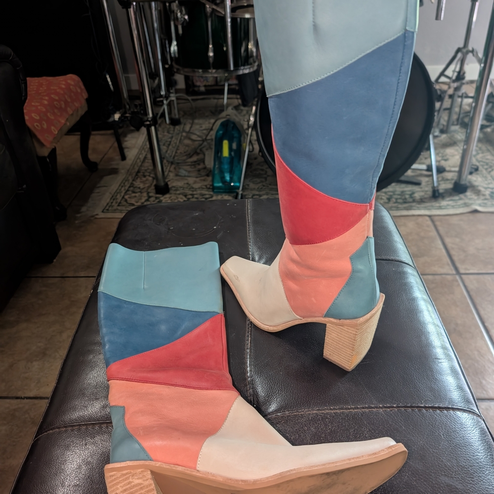 Colorful Patchwork Knee-High Boots - image 4